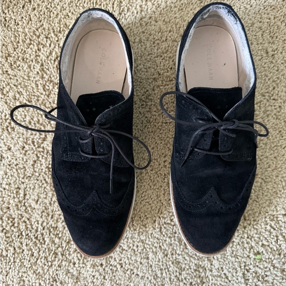 Cole Haan Womens Lunargrand Black Suede Wingtip Oxfords Casual Shoes Size 7C - Picture 2 of 12